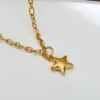 Wholesale Luxury Stainless Steel Star Necklace Women's High-End Accessory Trendy Minimalist Jewelry Casual Vacancy Gold Plated Lobster Clasp Cuban Chain