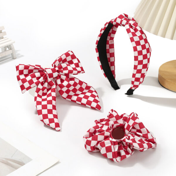 Wholesale New Checkerboard Pattern Bow Spring Clip Half-Tied Hair Clip