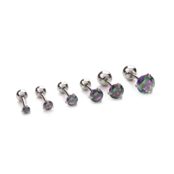 316L Stainless Steel Zircon Ear Cartilage Rings & Studs Round Waterproof Non Tarnish Surgical Steel
