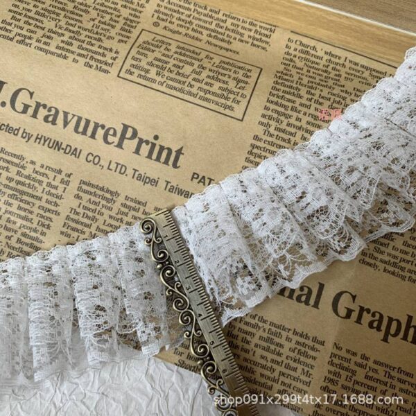 Wholesale Double-layer White Lace Pleated High-quality Clothing Collar Cuffs Lace Accessories Handmade DIY Clothing Decorative Fabric