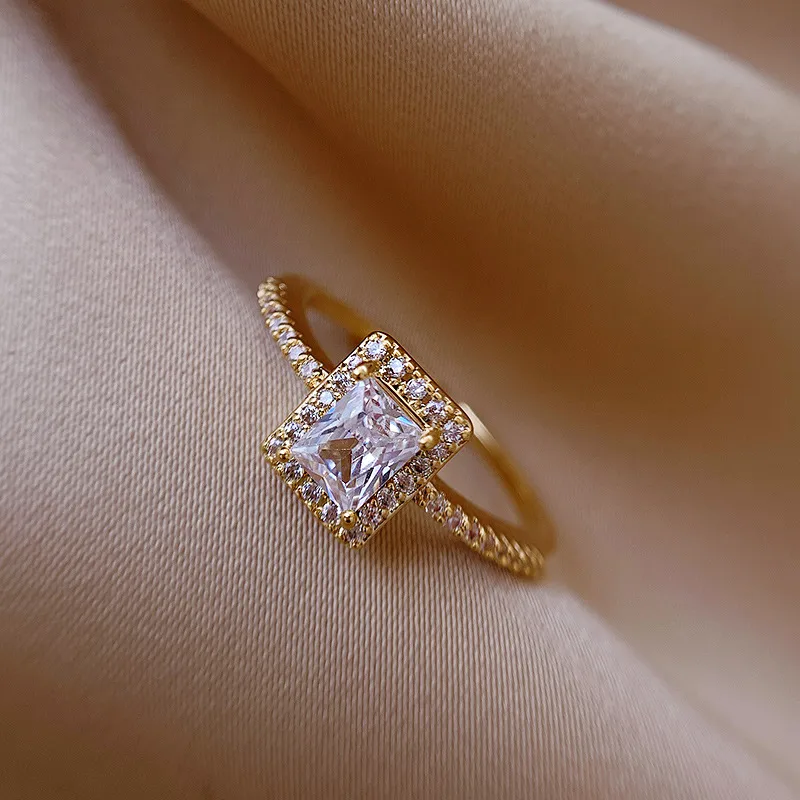 Wholesale 1 Piece Fashion Geometric Copper Inlay Zircon Open Ring