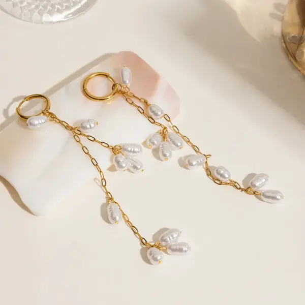 PVD Coated Real Gold Plated 18K Gold Geometric 304 Stainless Steel Acrylic Elegant French Style Waterproof Non Tarnish Drop Earrings