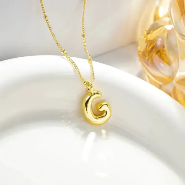 Wholesale Jewelry Simple Style Streetwear Letter Copper K Gold Plated Vacuum Plating Ball Chain Pendant Necklace