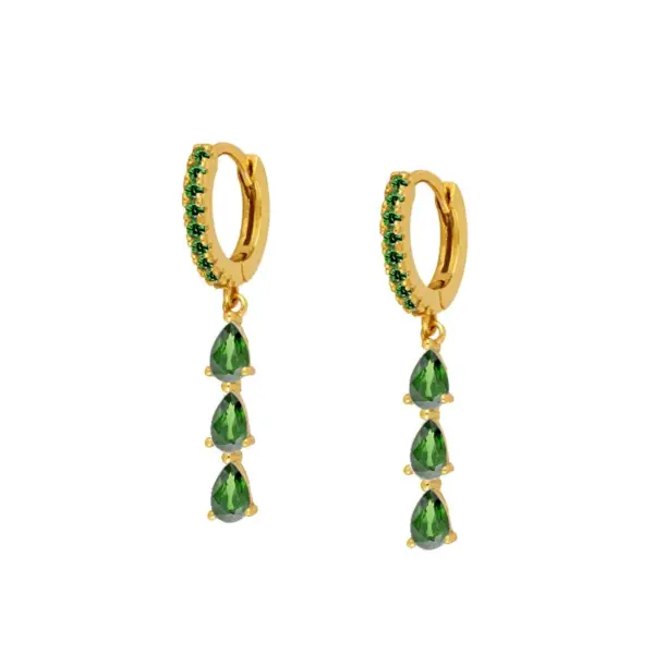 Wholesale Fashion Water Droplets Plating Metal Artificial Gemstones Earrings