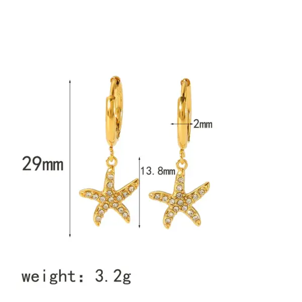 PVD Coated Real Gold Plated Starfish Heart Shape 304 Stainless Steel Luxurious Simple Style Waterproof Non Tarnish Drop Earrings