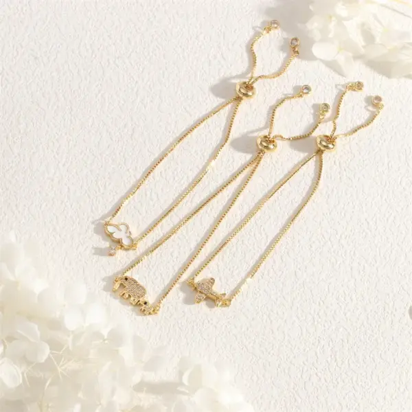 Wholesale Copper 18K Gold Plated IG Style Simple Style Commute Clouds Car Elephant Inlay Zircon Bracelets