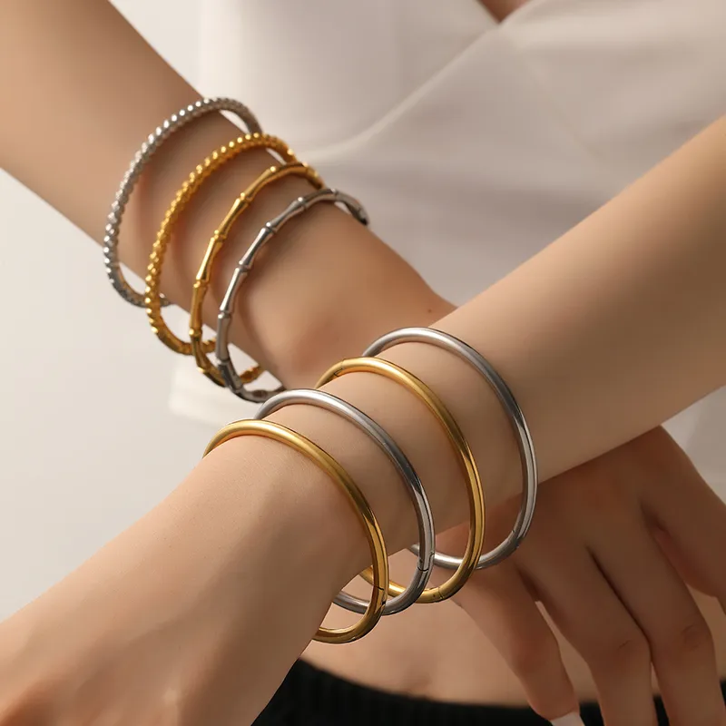 Wholesale 304 Stainless Steel Solid Color PVD Coated Rhinestones Shell 18K Real Gold Plated Vintage Style Waterproof Non Tarnish Plating Inlay Gold Ba