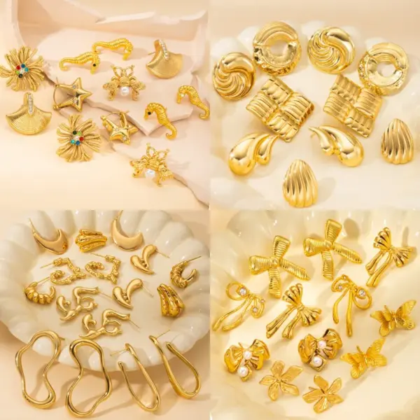 1 Pair Simple Style Geometric Heart Shape Plating Titanium Steel Ear Studs