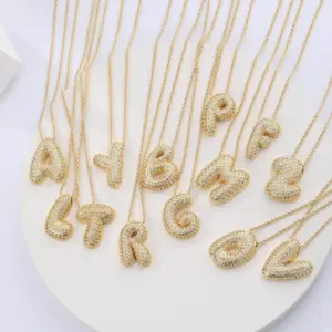 Wholesale Jewelry IG Style Letter Copper Zircon Inlay Pendant Necklace