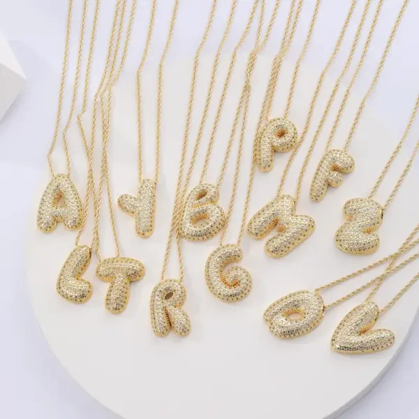 Wholesale Jewelry IG Style Letter Copper Zircon Inlay Pendant Necklace