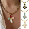 Wholesale Copper Cross Plated Zircon 18K Gold Plated Elegant Lady Cable Chain Lobster Trigger Clasp Closure Pendant Necklace