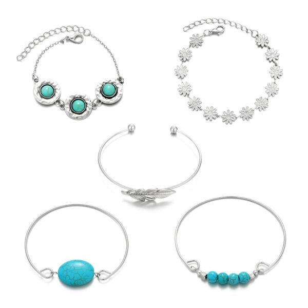 oly-1f6e48b5381159d7ea8451eb40872c60 Wholesale Ethnic style turquoise feather flower bracelet