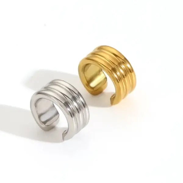 Wholesale PVD Coated Real Gold Plated 18K Gold Geometric 304 Stainless Steel IG Style Waterproof Non Tarnish Ear Cuffs