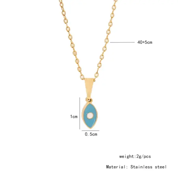 Wholesale PVD Coated 18K Gold Real Plated Elephant Devil's Eye 304 Stainless Steel Retro Simple Style Commute Waterproof Non Tarnish Pendant Necklace