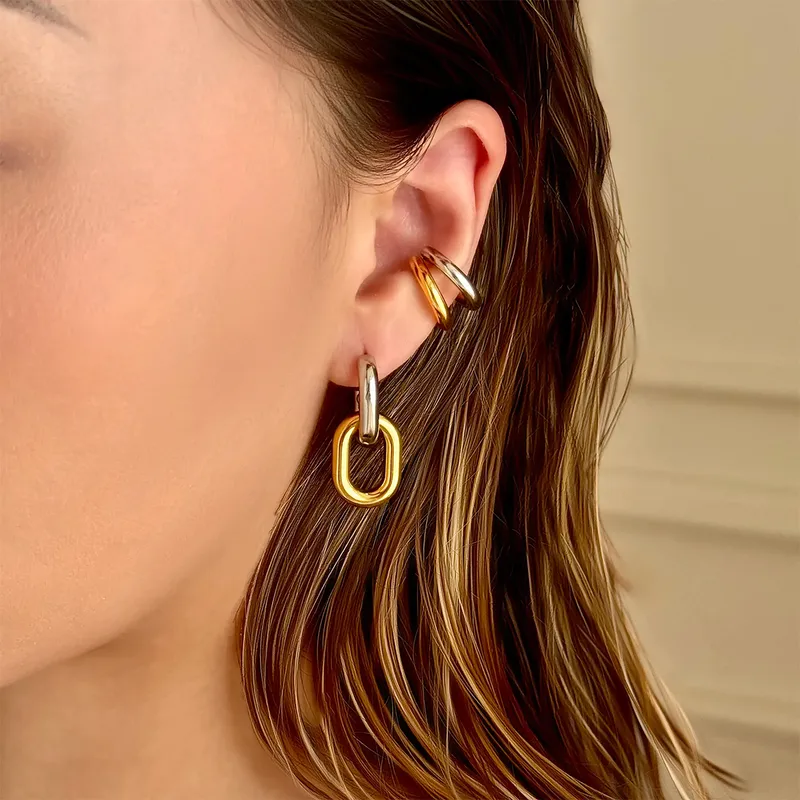 Wholesale 304 Stainless Steel 18K Gold Plated C Shape Ear Cuffs for Women Basic Classic Style Color Block