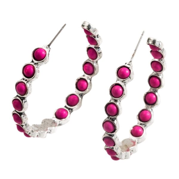 Wholesale Amazon cross-border new geometric large circle inlaid turquoise earrings earrings female fashion Joker temperament earrings