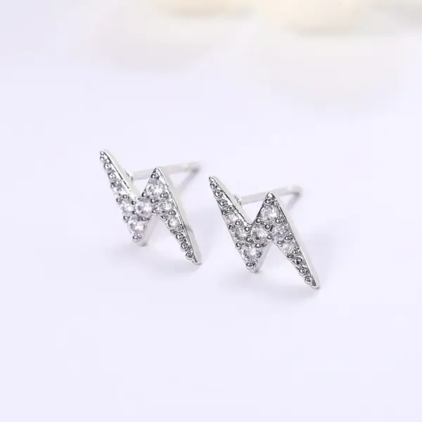 Wholesale Simple Mini Lightning Zircon Female Simple Stud Copper Earrings Wholesale