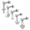 Simple Style Star Stainless Steel Zircon Ear Studs 1 Piece