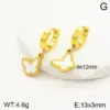 Wholesale 304 Stainless Steel Butterfly Bow Knot Ion Plating (IP) 18K Real Gold Plated Classic Style Waterproof Non Tarnish Enamel Three-dimensional Gold Steel Color Drop Earrings Ear Studs