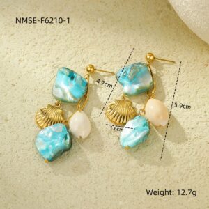 Nmse-f6210-1 blue shell earrings / 18K