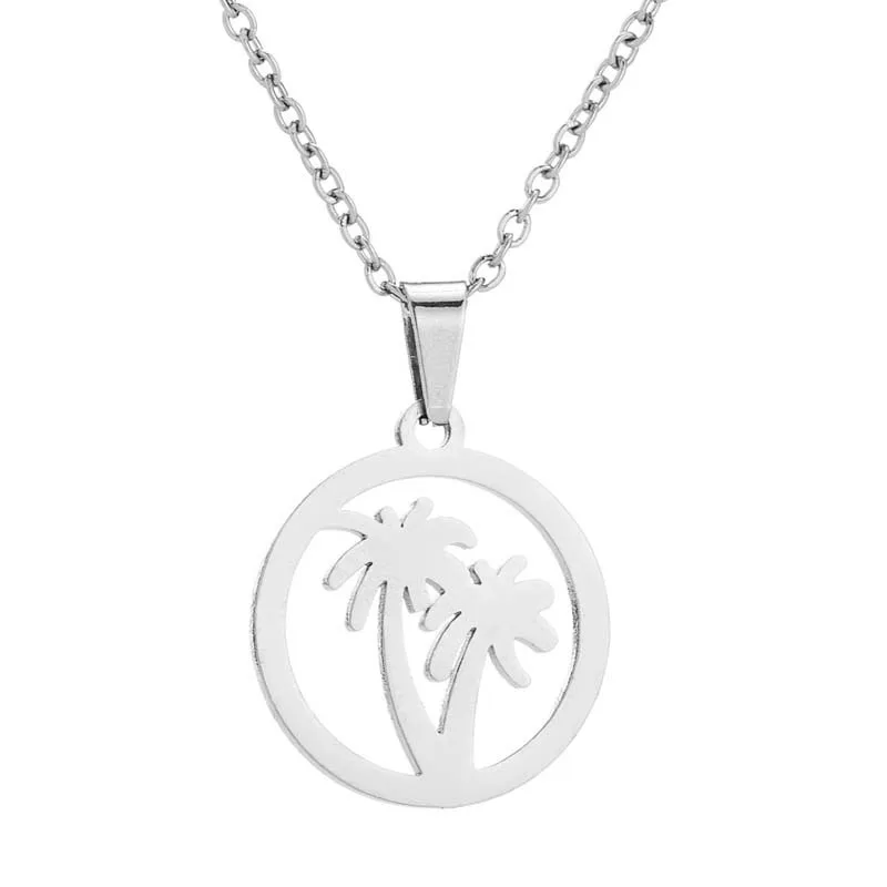 Wholesale Jewelry Fashion Pentagram Coconut Tree Cat 201 Stainless Steel 18K Gold Plated Plating Earrings Necklace