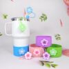 Wholesale Selling silicone insulated cup sleeves, flower-decorated cup holders, straw caps, and straws.