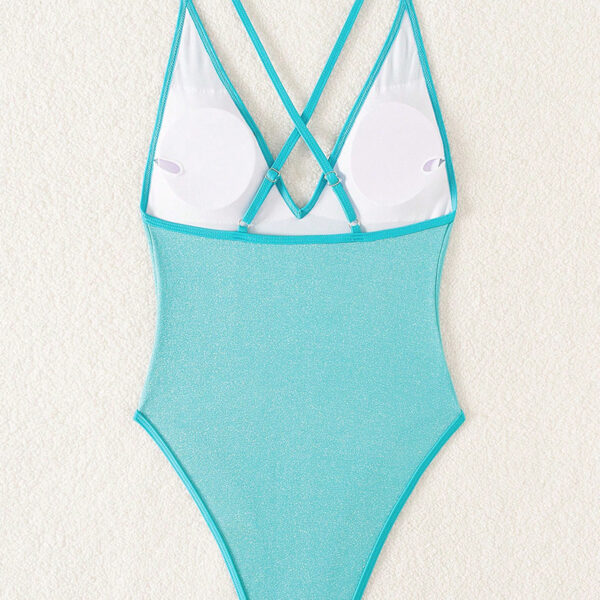 Wholesale 2025 New Cross Strap One-Piece Bikini Swimsuit Cross-Border Pure Color Sexy Beach Vacation Bikini for Women