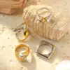 Wholesale Ion Plating (IP) 14K Gold Real Gold Plated Geometric 304 Stainless Steel Hip-Hop Roman Style Commute Waterproof Non Tarnish Rings