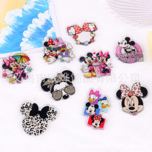 Wholesale New Loose Powder Cross-Border Cartoon Mickey Cute Pendant Jewelry Acrylic Pin Cute DIY Patch Accessories