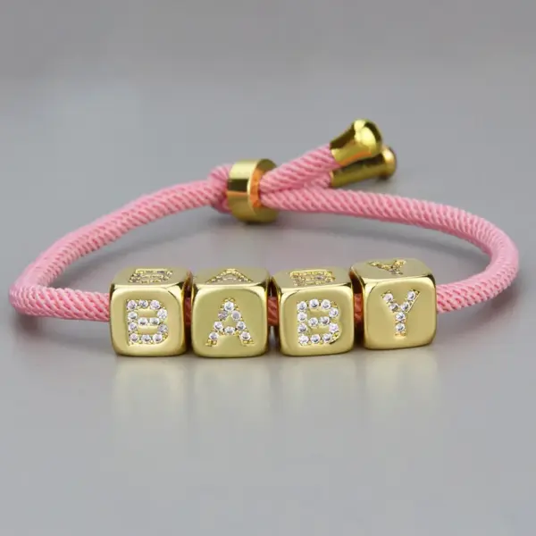 Copper Gold Plated Simple Style Plating Letter Zircon Bracelets
