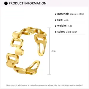 Wholesale PVD Coated 18K Gold Real Gold Plated Geometric 304 Stainless Steel Fashion Simple Style Waterproof Non Tarnish Rings