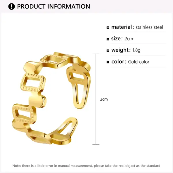 Wholesale PVD Coated 18K Gold Real Gold Plated Geometric 304 Stainless Steel Fashion Simple Style Waterproof Non Tarnish Rings