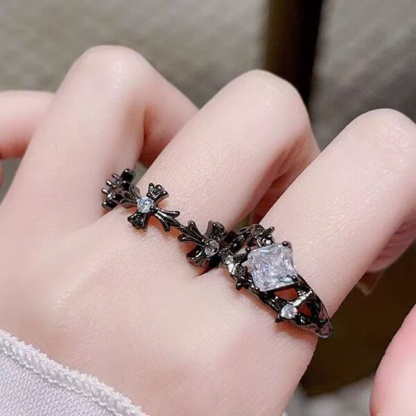 Wholesale Dark Gothic Style Vintage Cross Ring Ins Niche Design High-grade Sense Index Finger Ring