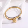 Wholesale Ion Plating (IP) Real Gold Plated Heart Shape 304 Stainless Steel Simple Style Waterproof Non Tarnish 304 Stainless Steel Bangle