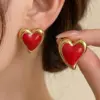 Wholesale Fashionable Irregular Heart Triangle Colorful Drip Oil Non-fading 304 Stainless Steel Earrings Elegant Women's Jewelry Accessories