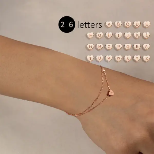 Wholesale 304 Stainless Steel 14K Gold Plated Rose Gold Plated White Gold Plated IG Style Simple Style Layered Plating Inlay Letter Heart Shape Zircon Bracelets