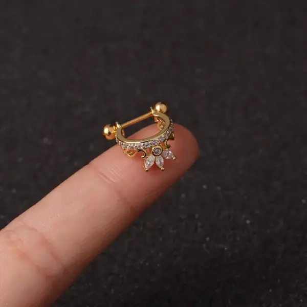 Wholesale Ear Cartilage Rings & Studs Fashion U Shape Copper Diamond Zircon