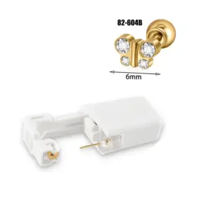 Golden 6mm White Diamond Butterfly