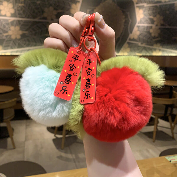 Wholesale plush ball good things happen key chain pendant imitation rex rabbit hair good persimmon occurrence bag bag pendant persimmon pendant female
