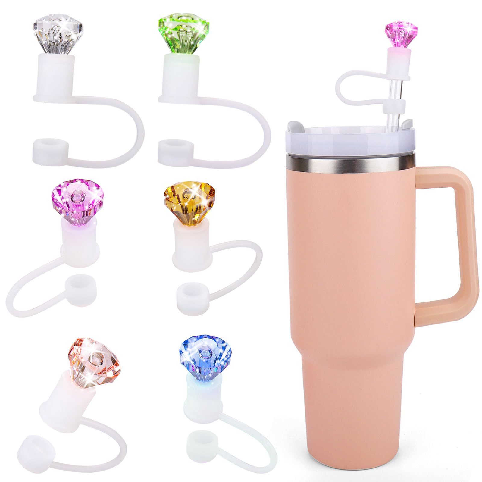 Wholesale Diamond-straw sle large cartoon cute dust cap plug doll silicone straw sle 8mm 10mm
