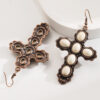 Wholesale Amazon Explosions Vintage Cross with Turquoise Earrings Women Bohemian Ethnic Earrings Earrings