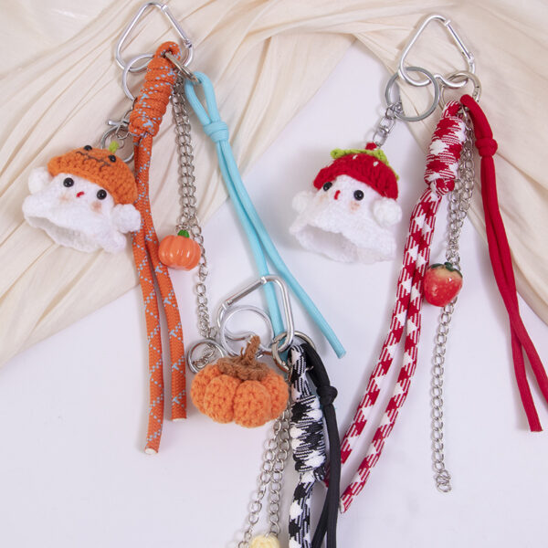 oly-1fb3aba93ca94a9bd02896103f40b233 Wholesale Halloween pumpkin bag hanging DIY wool braided rope keychain