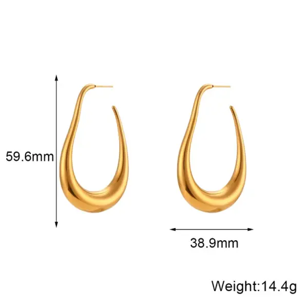 PVD Coated Real Gold Plated 18K Gold Geometric 304 Stainless Steel Fashion Waterproof Non Tarnish Ear Studs
