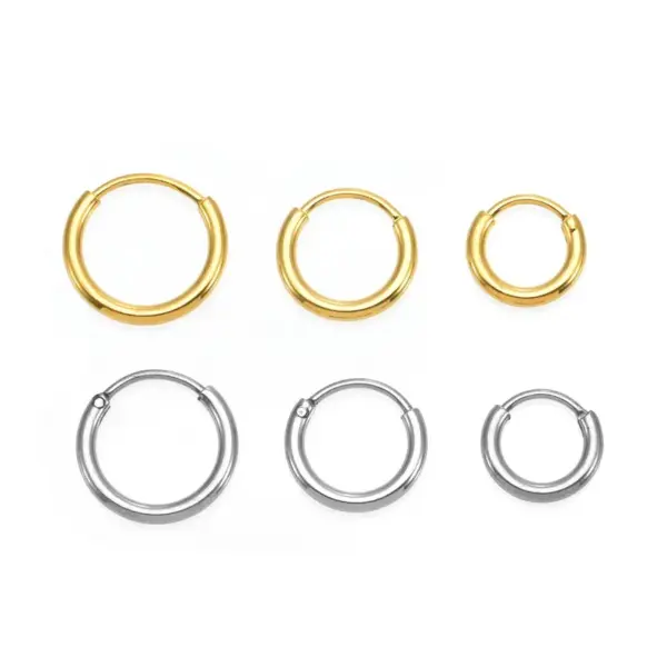 Wholesale Stainless Steel Circle Ear Clip Earrings Vacuum Electroplating DIY All-Match Titanium Steel Men's And Women's Earrings Simple Bracelet Earrings