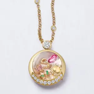 Round Half Diamond Box Necklace - Empty Box