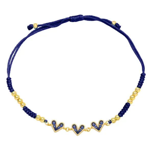 Wholesale Fashion Colorful Heart-shaped Inlay Zircon Braided Copper Bracelet