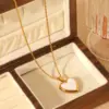 Wholesale 304 Stainless Steel Heart Shape PVD Coated 18K Real Gold Plated IG Style Princess Romantic Waterproof Non Tarnish Belcher Chain White Gold Locket Necklace