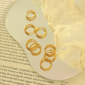 PVD Coated 18K Gold Plated 18K Gold 304 Stainless Steel Retro Earrings