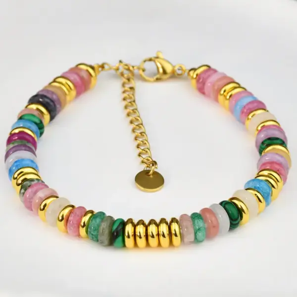 Wholesale Vacation Round Stone Hematite Waterproof Non Tarnish Beaded Women's Bracelets