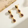 Wholesale 18K Gold Plated Stainless Steel Zirconia Tear Drop Multi-Pendent Earrings Elegant Casual Fashion Jewelry For Women